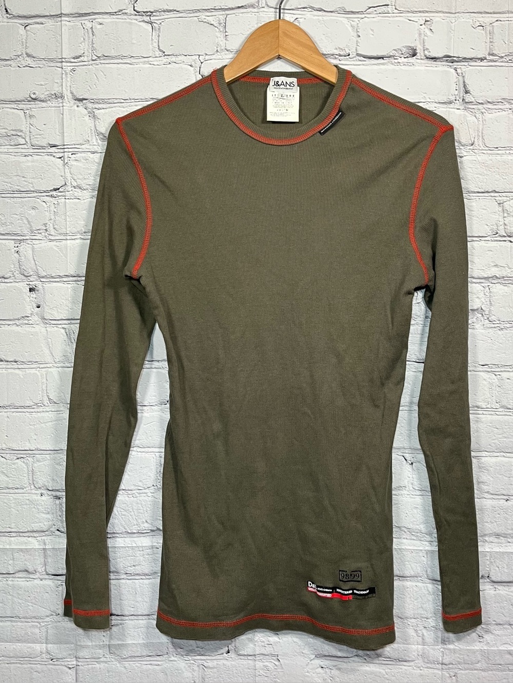 Vintage J&ANS Dolce & Gabbana Ribbed Long Sleeve Shirt Womens Large Green Italy
